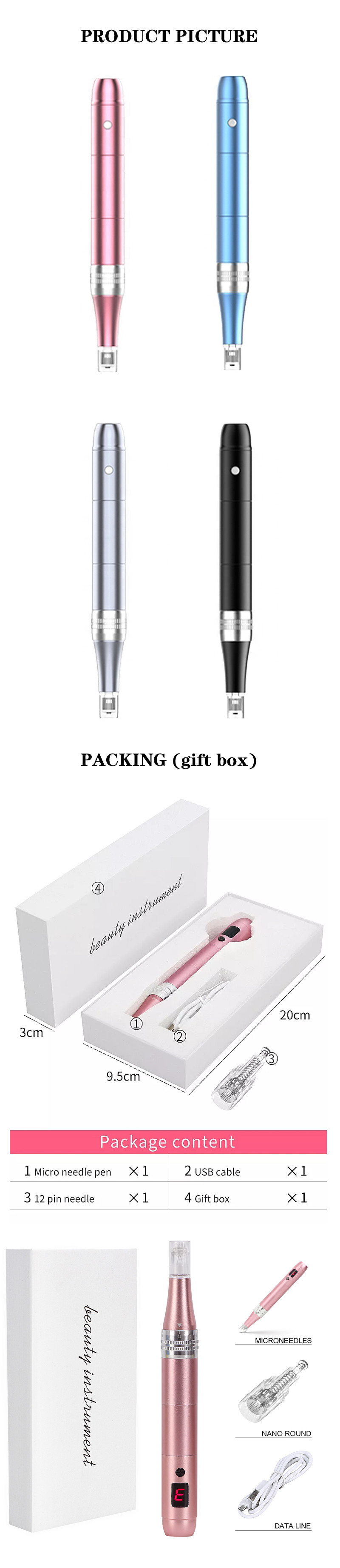 Professional Wireless Microneedling Pen- Adjustable Micro Needling Professional Derma Pen Microneedle Machine