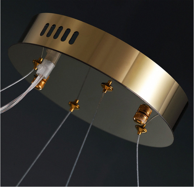 Round Shape Chandelier Crystal Ceiling Light Fixture With Metal Ceiling Plate