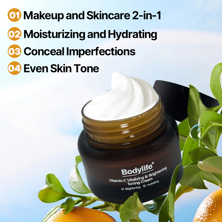 Vitamin C Vitalizing & Brightening Toning Cream with Collagen Vitamin E Pearl Vitamin B5 OEM/ODM Supply