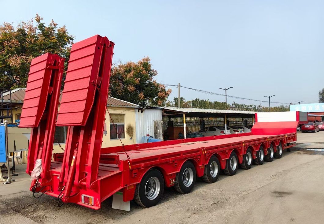 Lowbed Trailer 3 Axle Low Bed Loader 50 60 80 Ton Gooseneck Lowboy Semi Truck Trailer for Sale