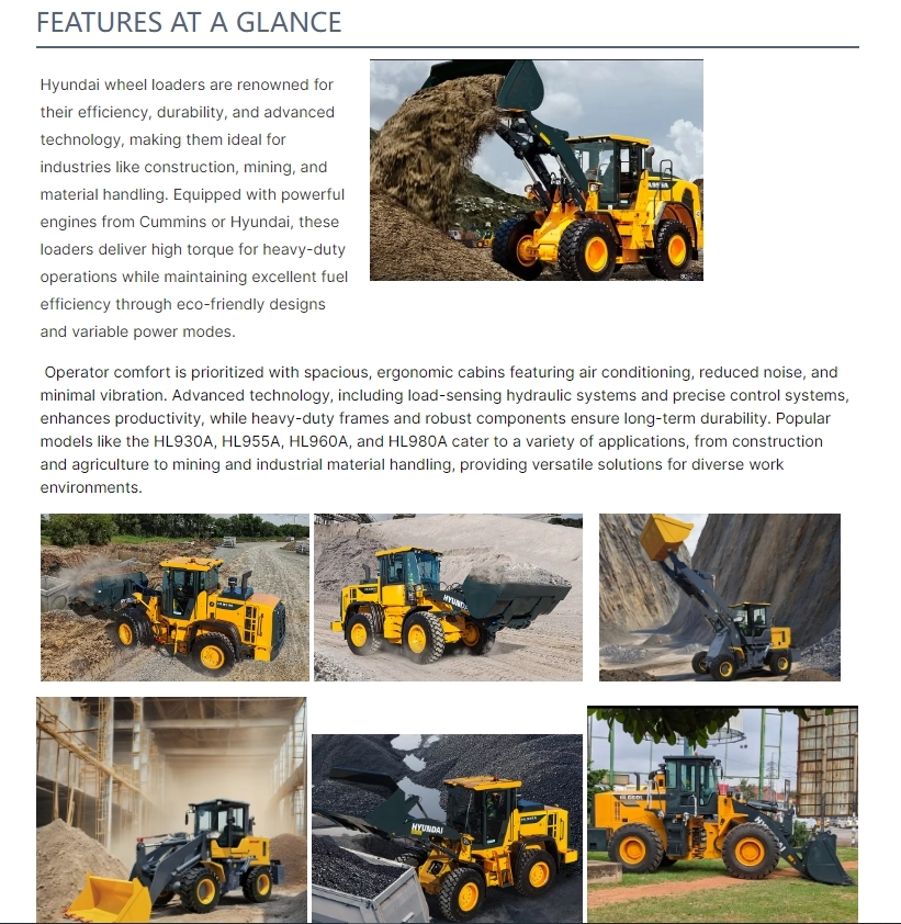 Hyndai High-Performance Wheel Loader Hyundai Durable Construction Machinery