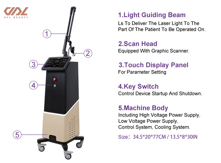ZGV13-02 Fractional CO2 RF Tube laser machine Private Laser black color salon beauty machine