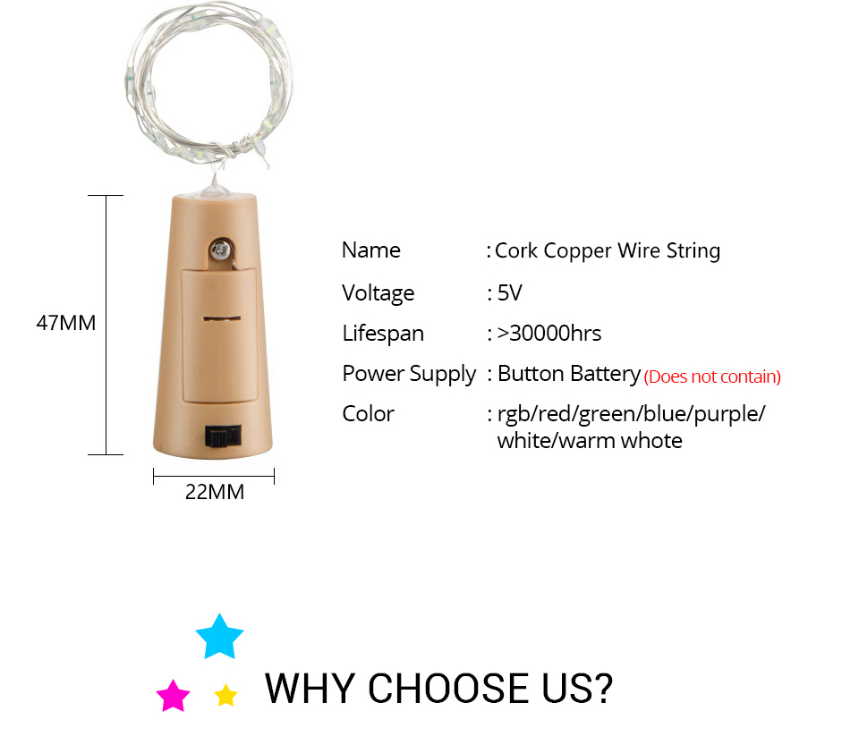 Cork Lights for Wine Bottle Wine Bottle Lights 10LEDS 20LEDS 30LEDS Wine Cork String Lights for Glass Mason Jar Fairy