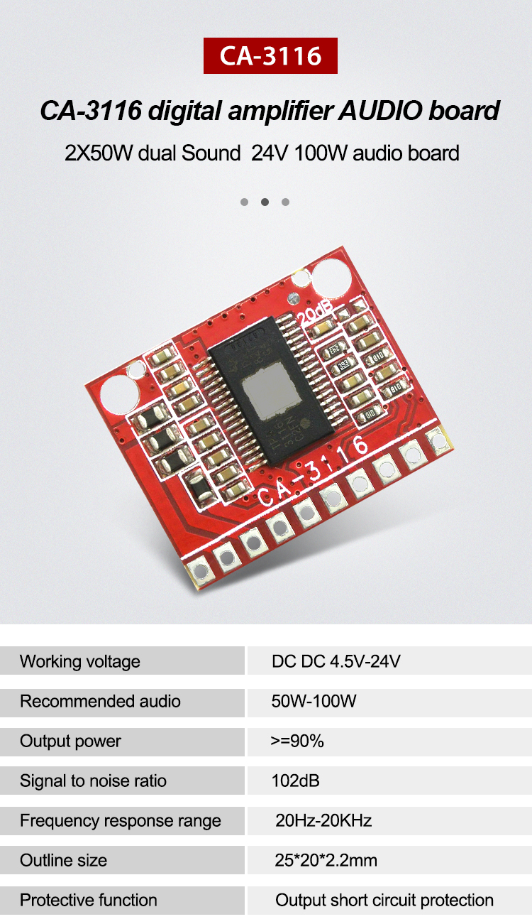 50W 50W TPA3116D2 Dual Channel Digital Power Amplifier Module for Audio Stereo Board