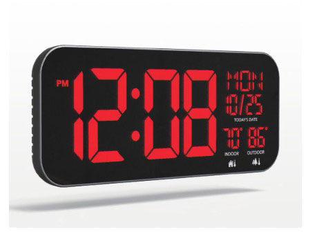 Square Living Room Light Up Digital Clock With Indoor And Outdoor Temperature