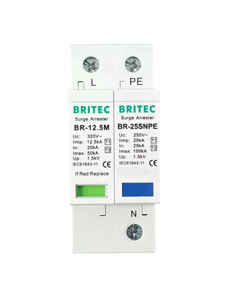 BR-12.5M 1+1 50kA DIN Rail Surge Protection Device Lightning Protection TUV
