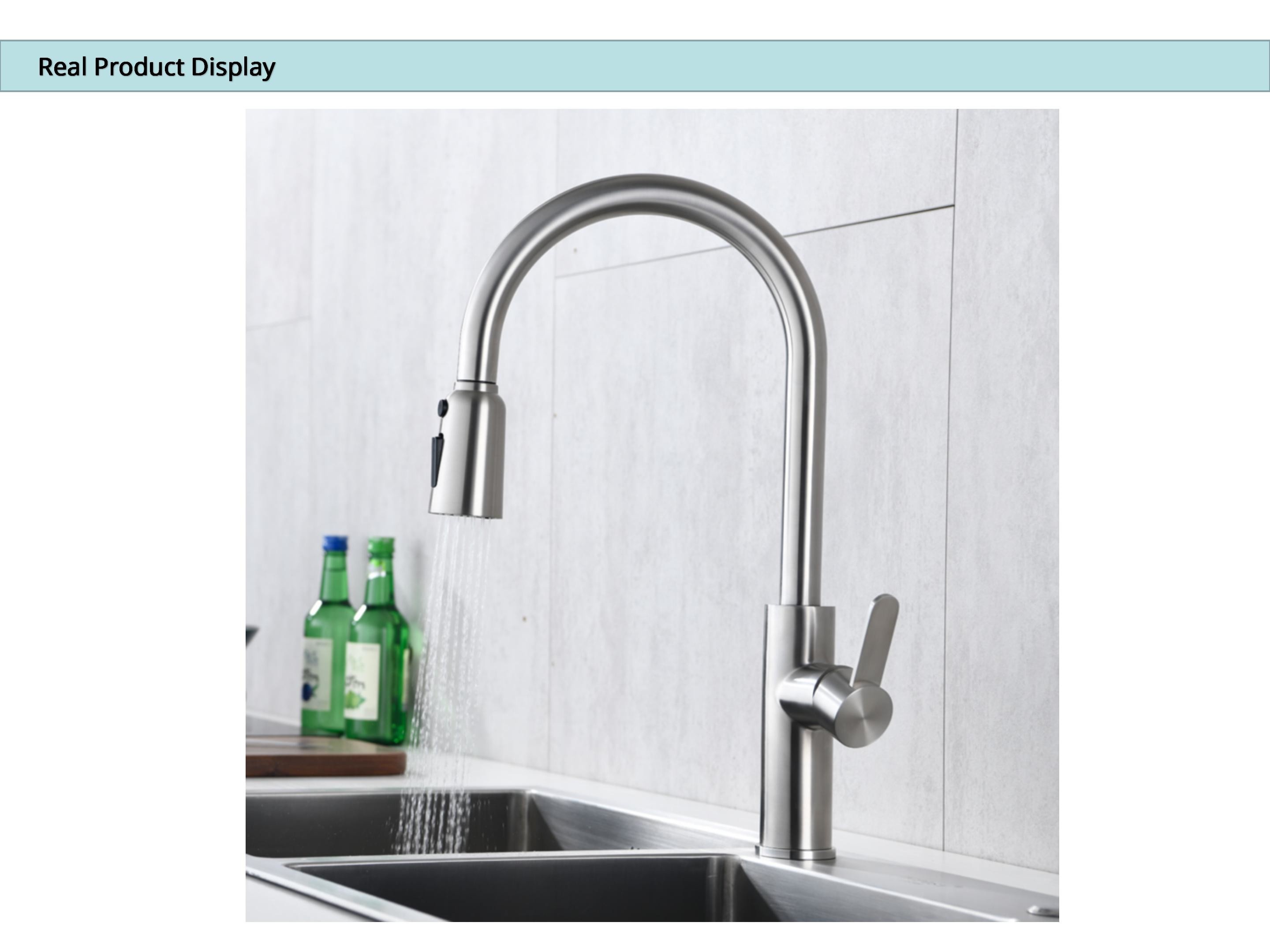 Swiveling Spout Deck Mounted Kitchen Faucet IPX5 Motion Sensor Tap