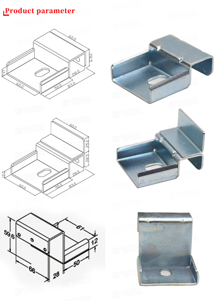 End Joint Roller Track Hardware Cold Rolled Steel Material Galvanized Surface Treatment