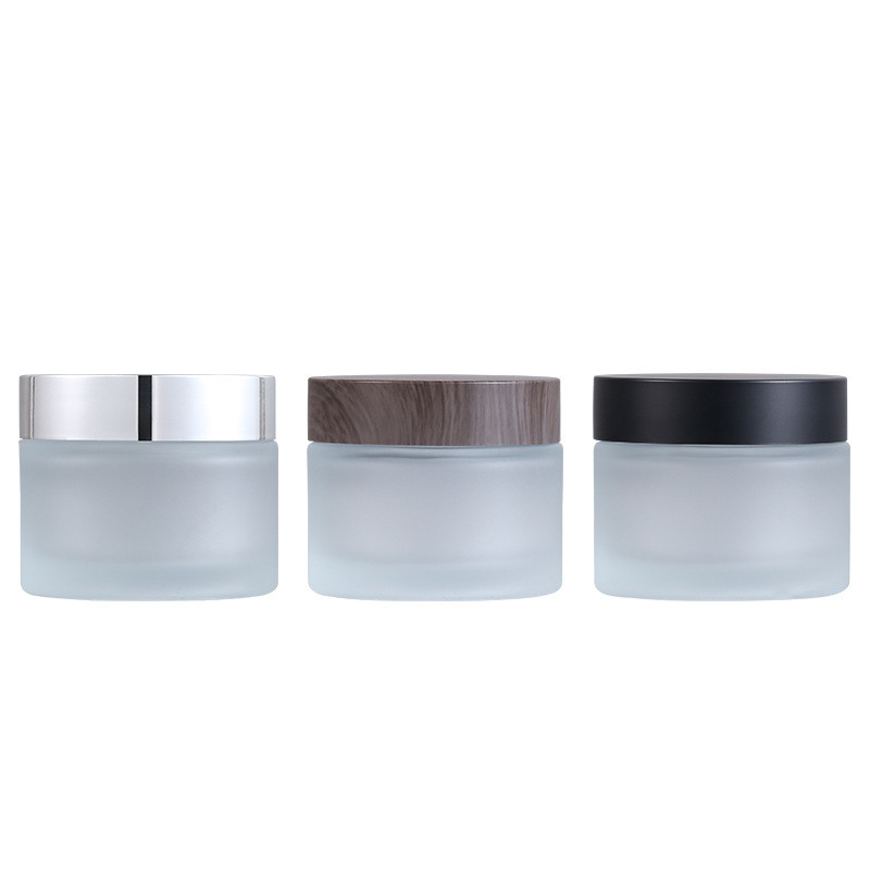 Clear Frosted Skincare Transparent Glass Jars Cosmetic 30ml 50ml 50g