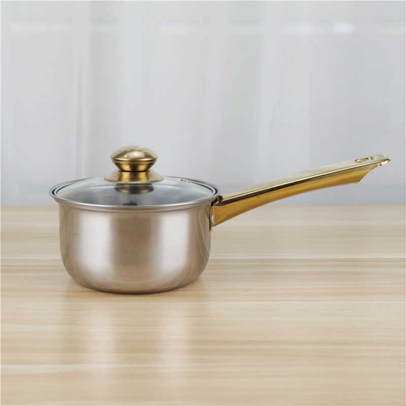 High Quality Kitchen Cooking Pot Set 12 Pcs Stainless Steel Cookware Set With Golden Handle