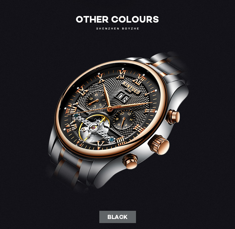 KINYUED In Stock Fancy Watch Tourbillon Power Reserve Watch Automatic Watch Luxury