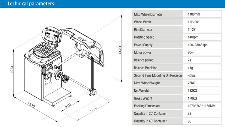 Economical 110v 220v Automatic Wheel Balancing Machine 0.09kw