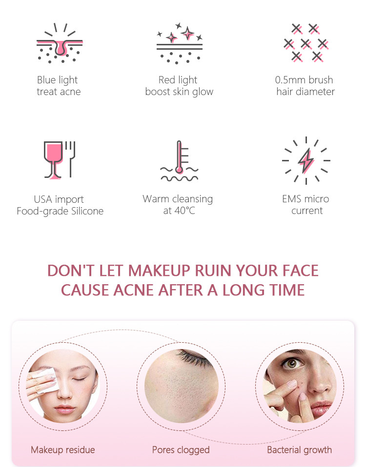 Electric DC3.7V 350mA Silicone Face Cleansing Brush Double Side type