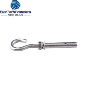 China Expansion Eye Hook Concrete Hook Anchor Bolts M6 M8 M10 Hook Bolt L J Type Grade 8.8 10.9 12.9 on sale