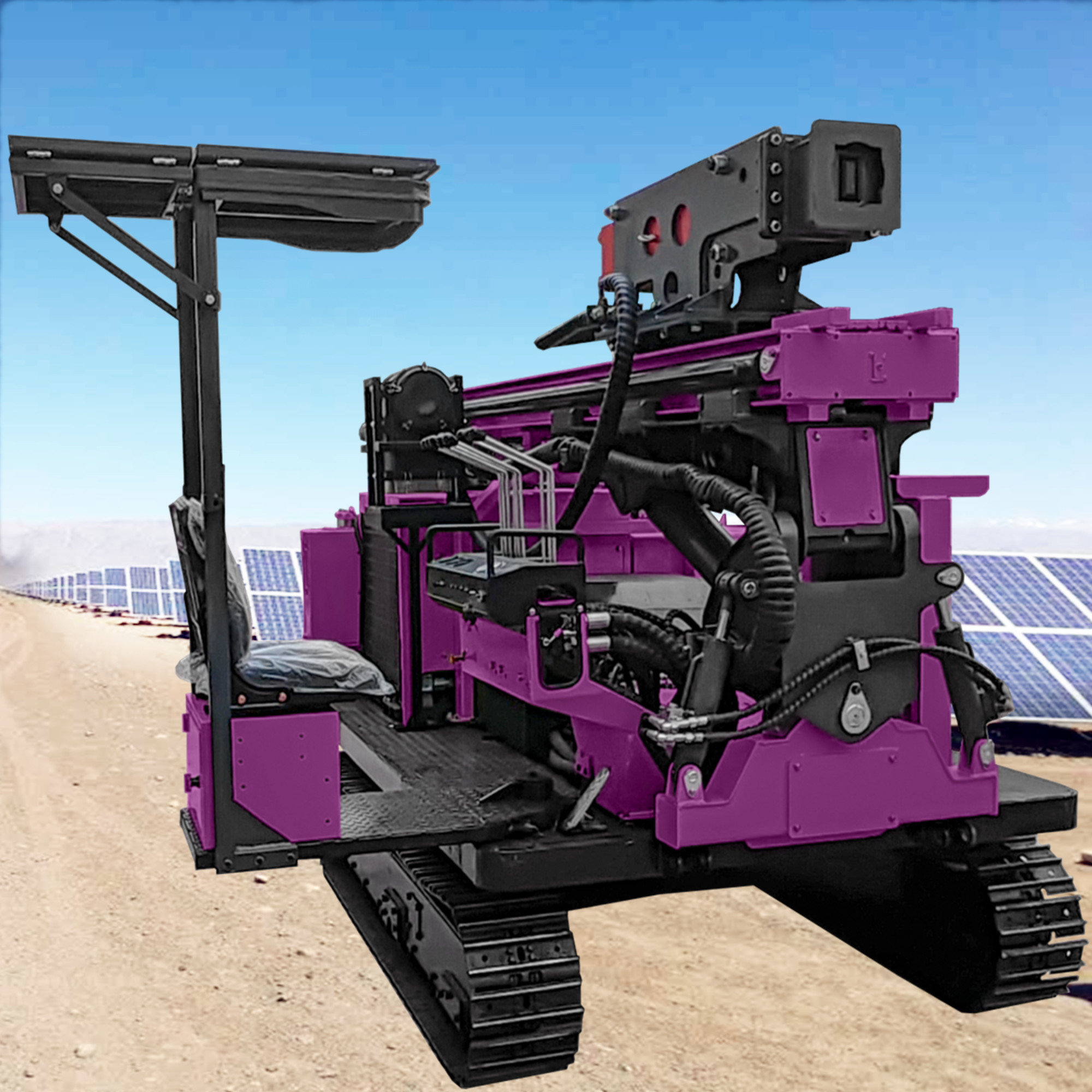 Hydraulic Pile Driver Rotation Angle 360 Degree Screw Pile Drilling Machinery Solar Photovoltaic Pile Driver Machine