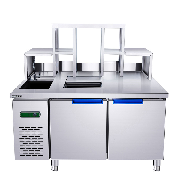 Automatic Defrosting Milk Tea Shop Equipment Customized Water Bar Counter