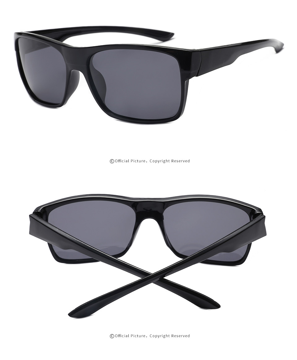 Square Cycling 144MM Sports Sunglasses Classic Black Lens Anti Glare