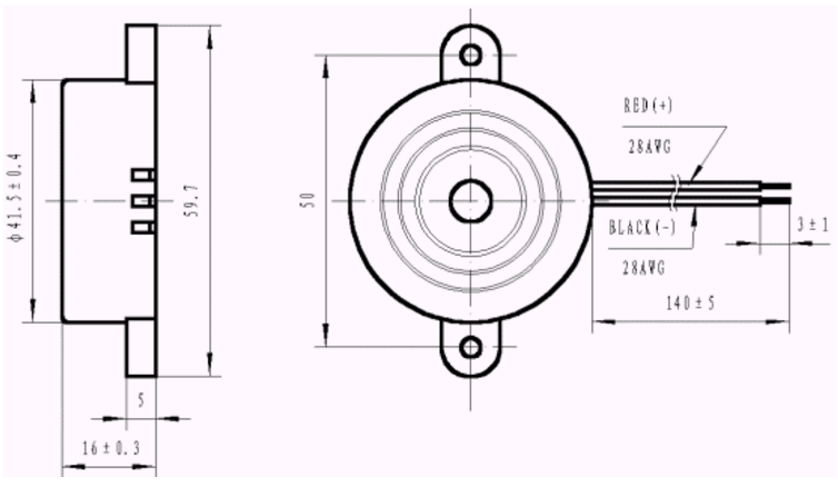 Diameter 42mm Wire Active Car Alarm Buzzer Continuant Tone Pluse Tone Buzzer