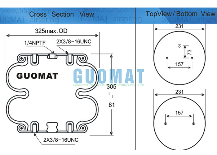 W01-358-7182 Double Convolution Air Actuator Firestone Air Bellow 22 For Industrial Equipment