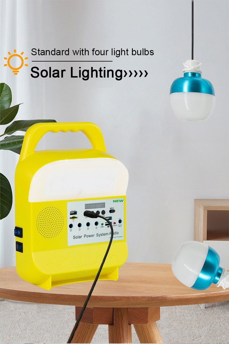 Rechargeable Portable Solar Led Emergency Light With Dc Bulb Power Bank Function 20W