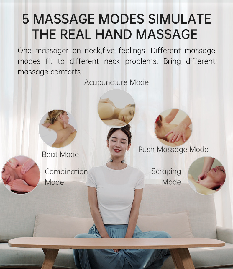 Mini Wireless Neck Massager TENS Pulse 500mAh Hot Compress Blood Circulation