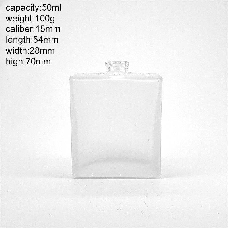 50ml Frosted Spray Square Glass Perfume Bottles With Silver Pump
