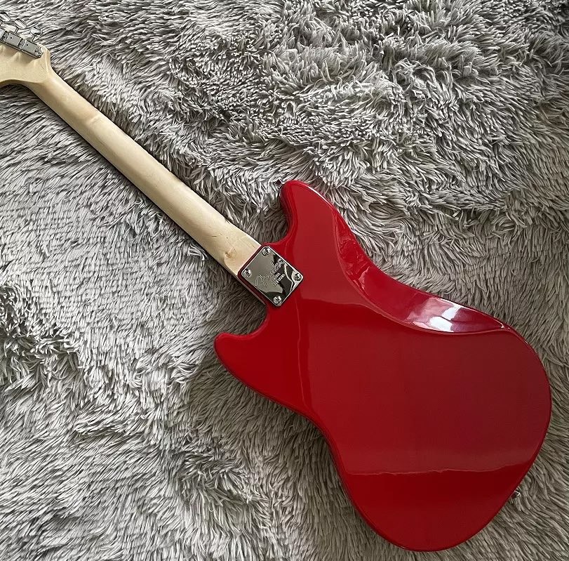 Custom Fender Mustang Style Electric Guitar in Red S-S Pickups Chrome Hardware