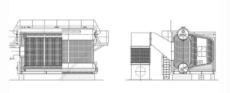 Large Space Gas Fired Steam Boiler Long Service Life Double Drum High Load Capacity