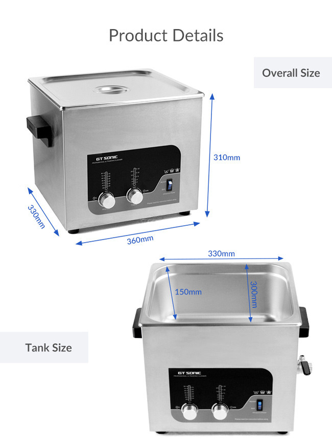 300W Dental Ultrasonic Cleaning Machine Sonic Wave 13L SUS304 Tank
