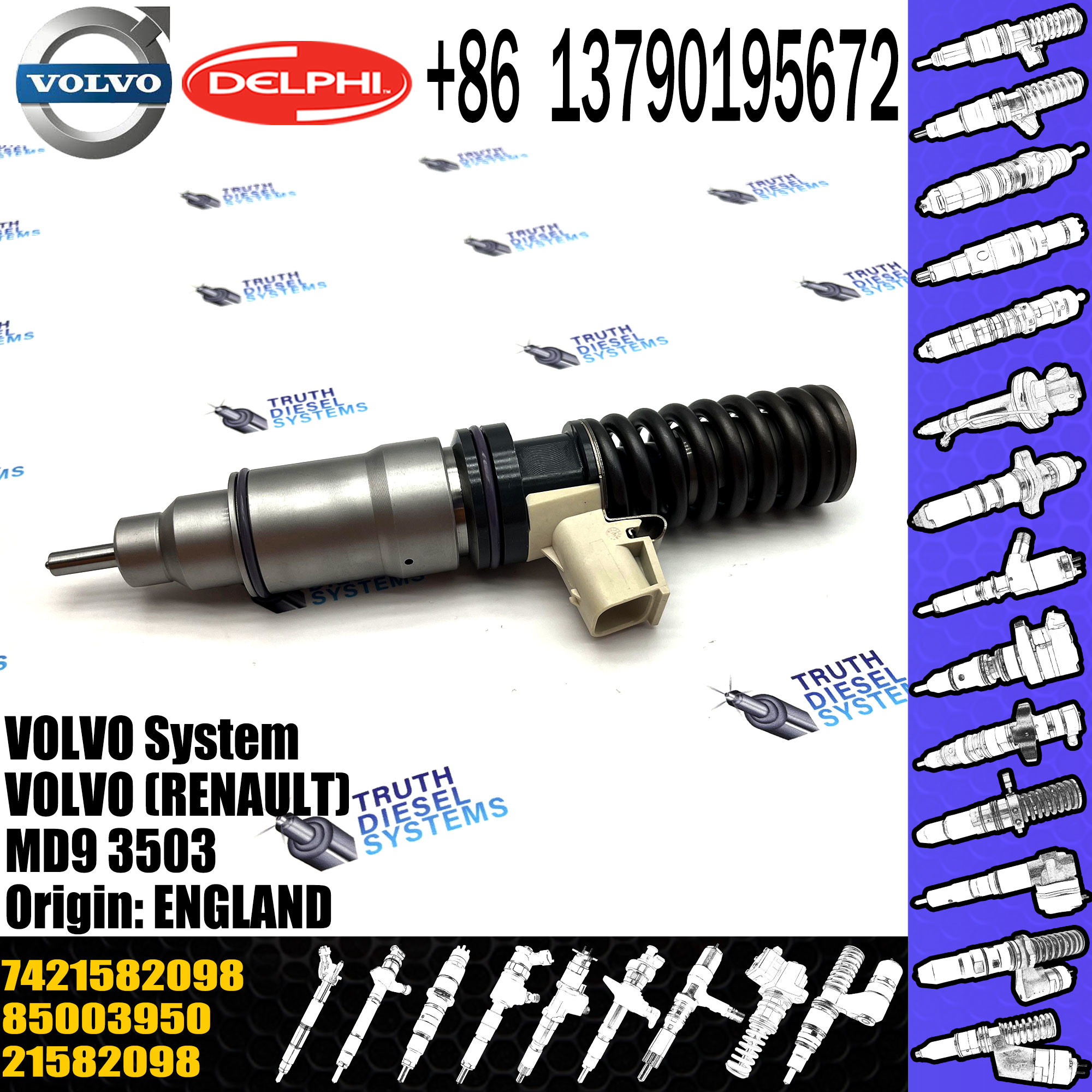 Common Rail Diesel Fuel Injector 21582098 BEBE4D36001 7421582098 for VOL () MD9 3503