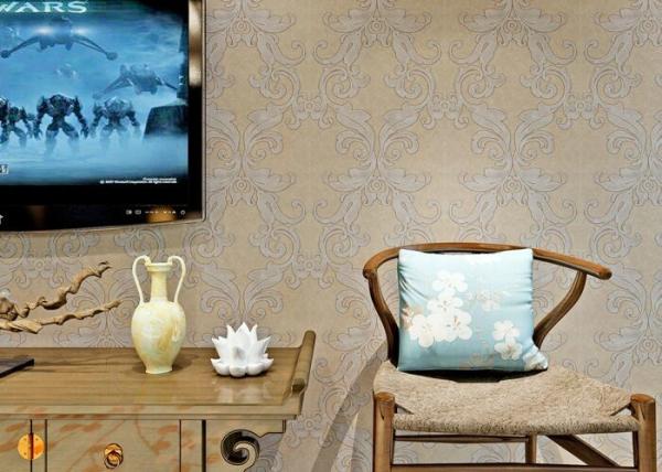 PVC Wall Coverings Victorian Damask Wallpaper with Tear - resistant , ISO
