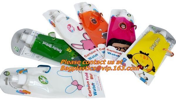 500ml can folding water bottle foldable water bag WITH hook,Kids Foldable Drinking Bottle/Collapsible Water Bag 16oz pac