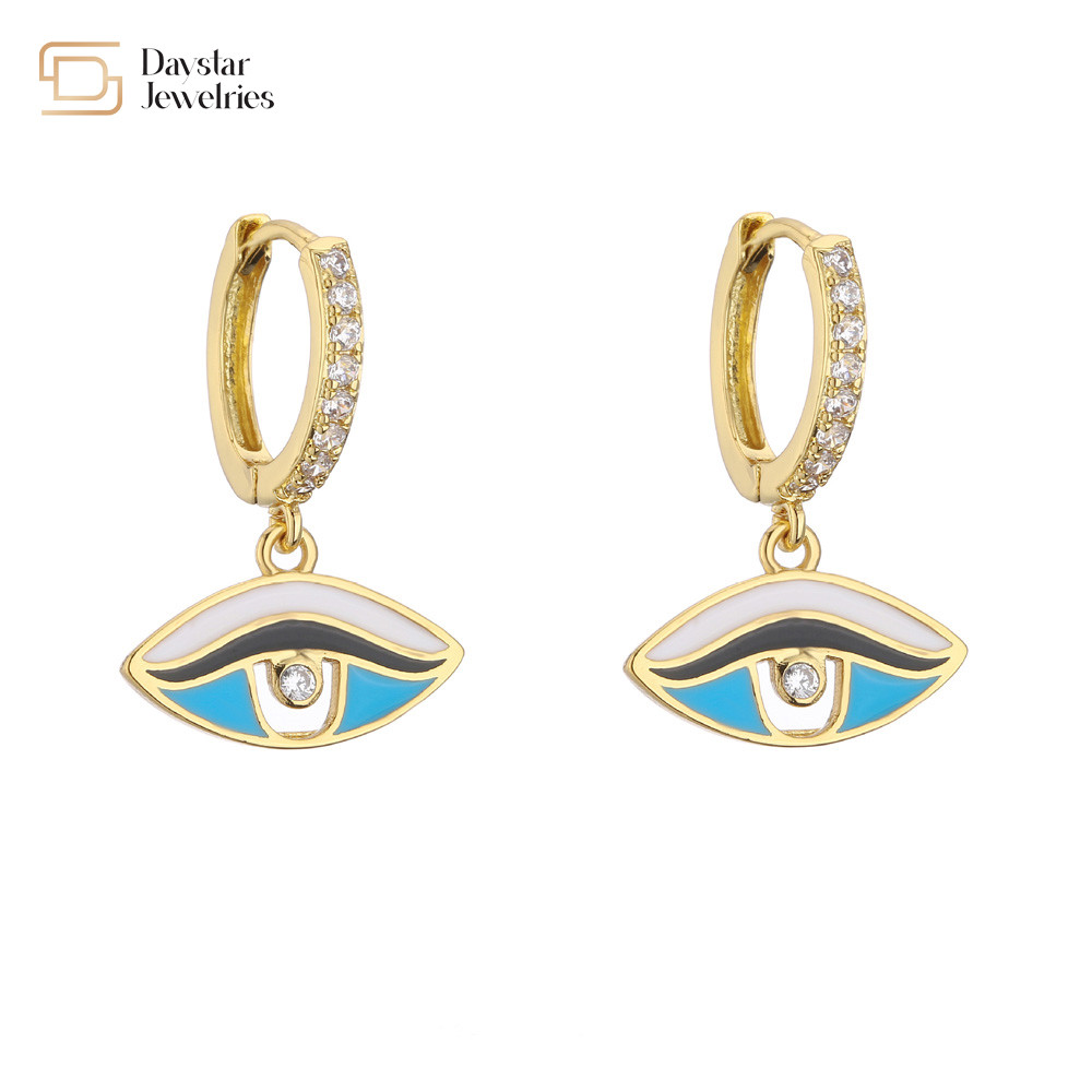 Zircon stone Evil Eye Earrings Colorful Enamel Diamond For Women