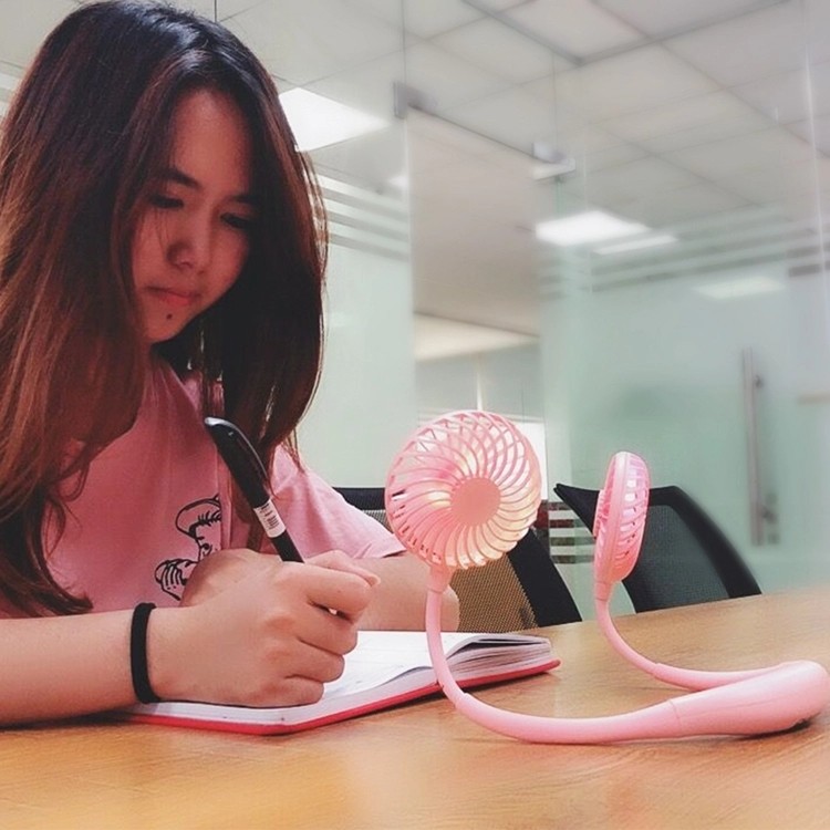 Rechargeable LED Light Hanging Neck USB Charging Mini Fan