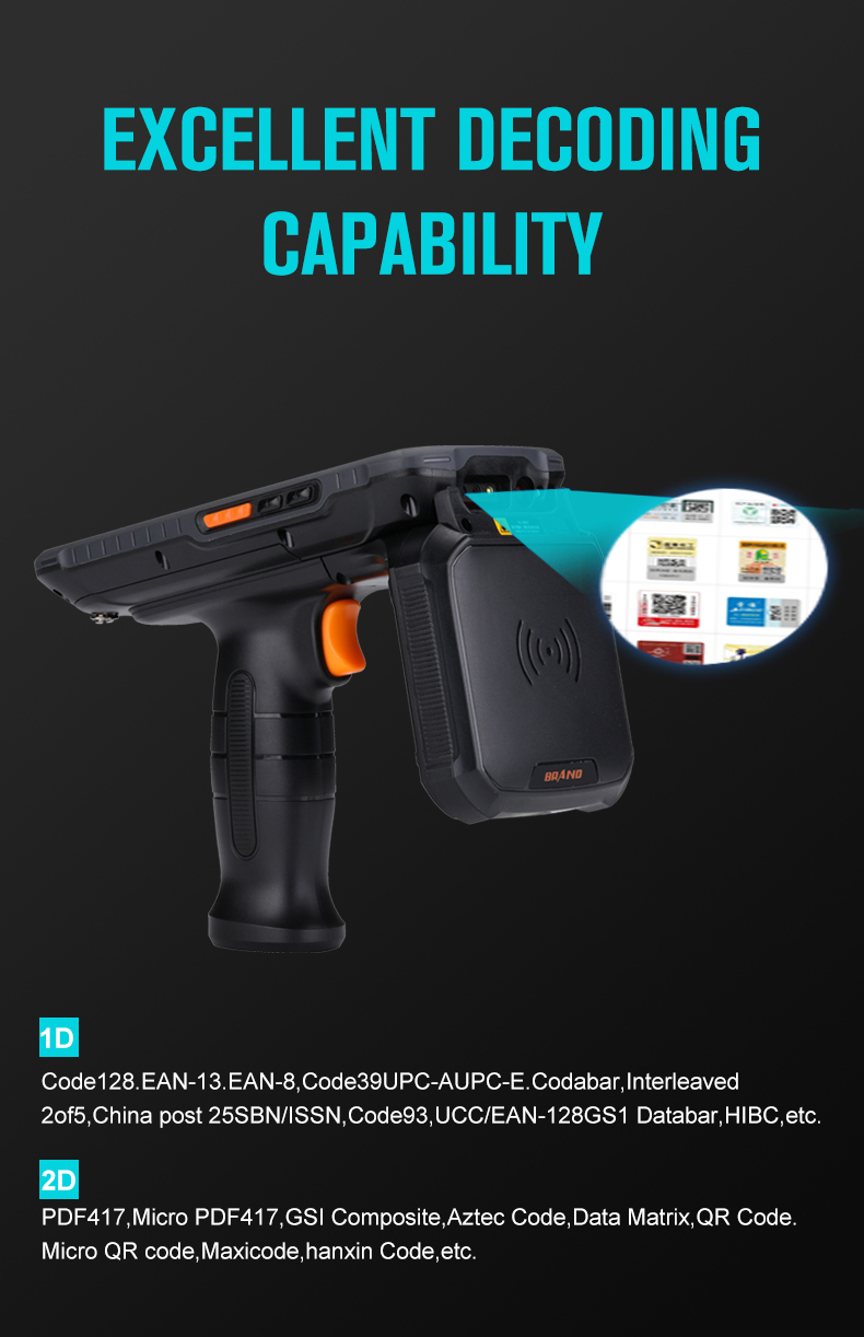 RFID NFC 13.56MHZ Handheld PDA Computer with 13MP Rear Camera and Barcode Scanner