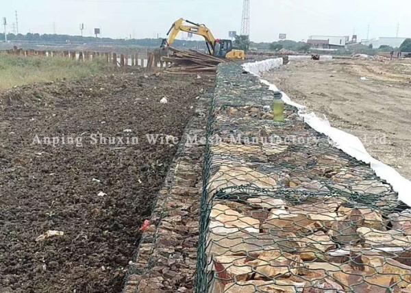 Quality Retaining Galvanized Three Twisted Hexagonal Gabion Basket for sale