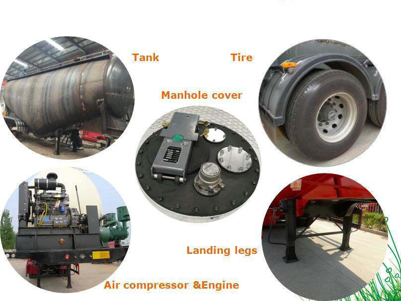 Bulk Cement Tank Semi Trailer For Transportation , Tanker Truck Trailer 40cbm Capaciy
