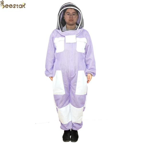 Three Layer Ventilated Beekeeping Outfits in Fashionable Purple Color for Extra