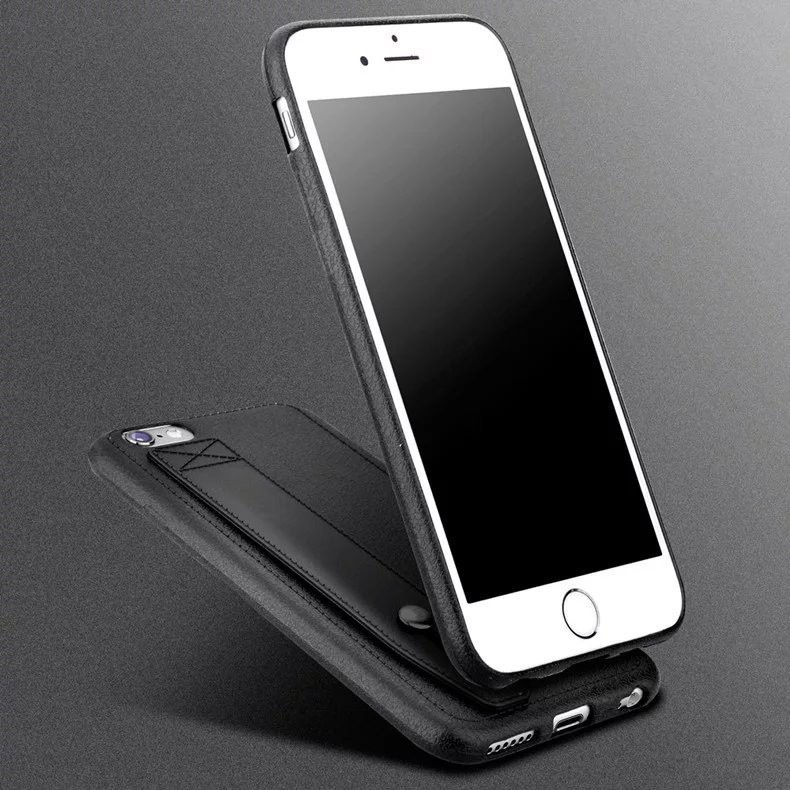 Leather pattern TPU pure color shockproof ultra thin brown soft case with stand for IphoneX 8 7plus 6s