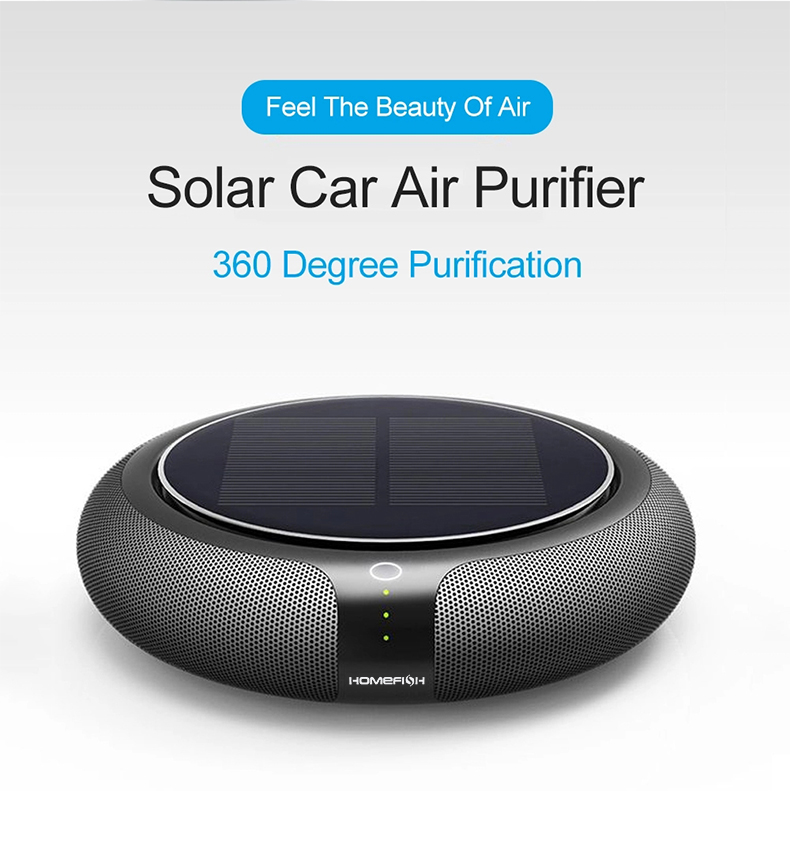 HOMEFISH OEM Car Air Purifier 2023 Ionizer HEPA Solar Car Air Purifier