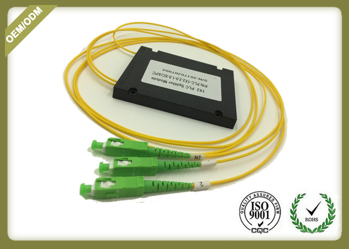  Fiber Optic 1x2 PLC Splitter With SC / APC Connector Low PDL High Stability Manufactures