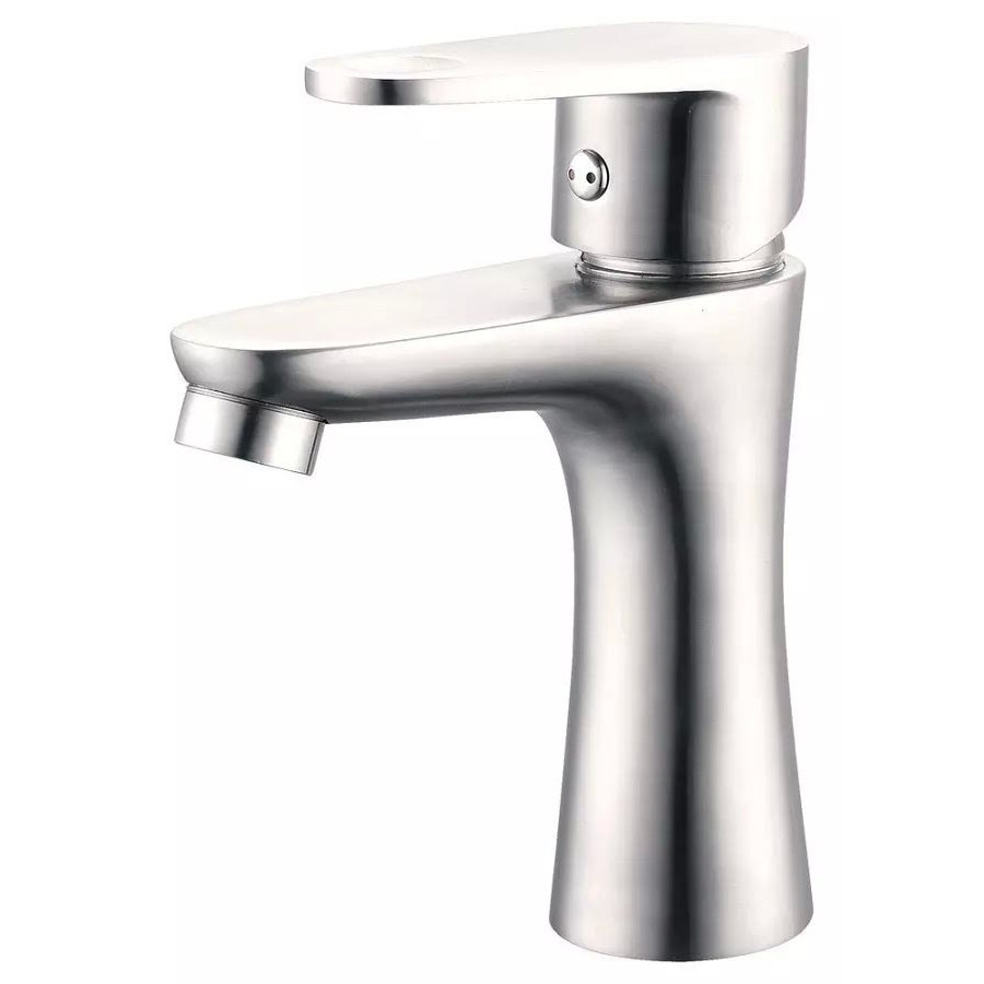 European Style Silver Bathroom Sink Faucets Single Hole Basin Mixer Ceramic Valve Core