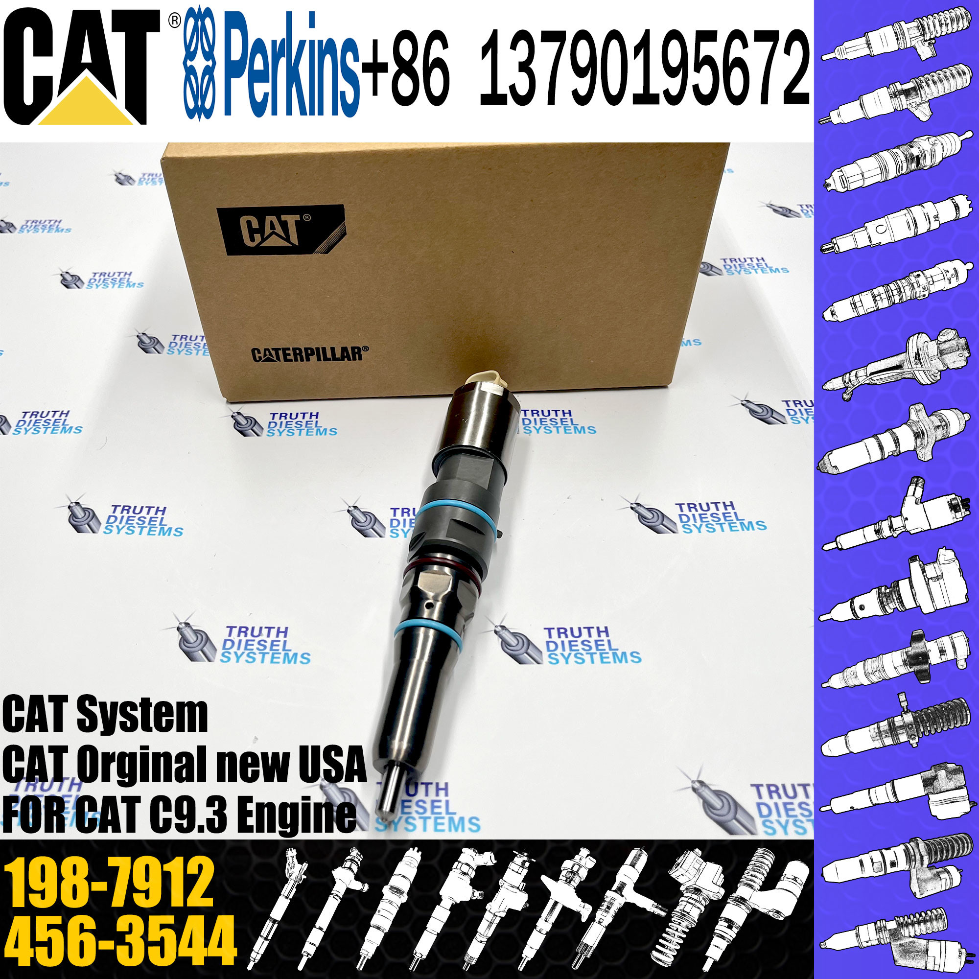 Excavator Engine parts diesel fuel injector 456-3579 456-3545 342-5487 10R-1267 fuel injectors 456-3579 for CAT C9.3