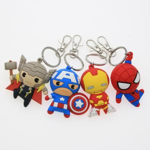  Custom 3D Cartoon Anime Captain America Rubber Keychain Metal Key Ring Pvc Key Chain For School Bag Manufactures
