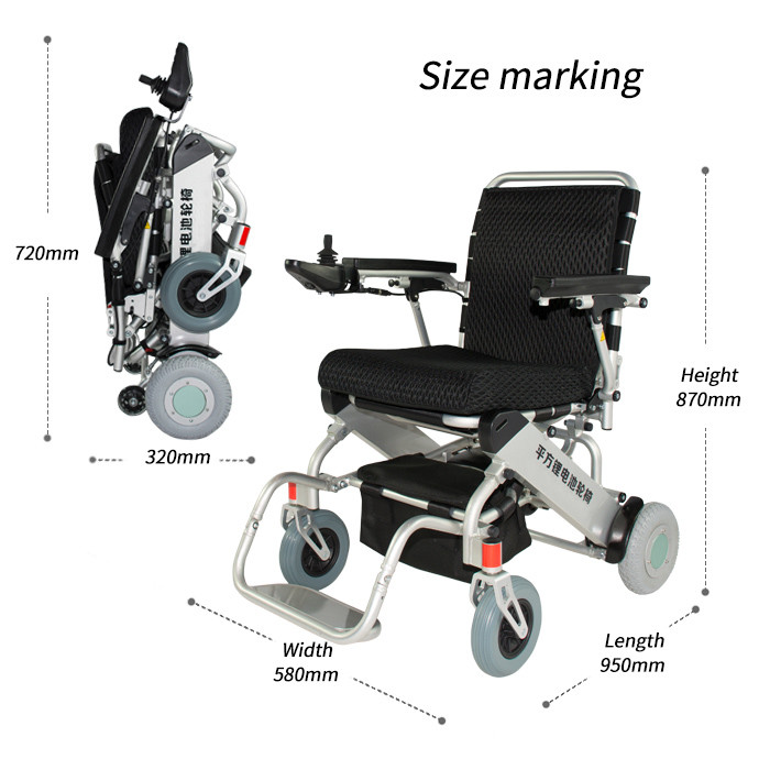 Brushless Motor 6 km/h CE Portable Foldable Electric Wheelchair