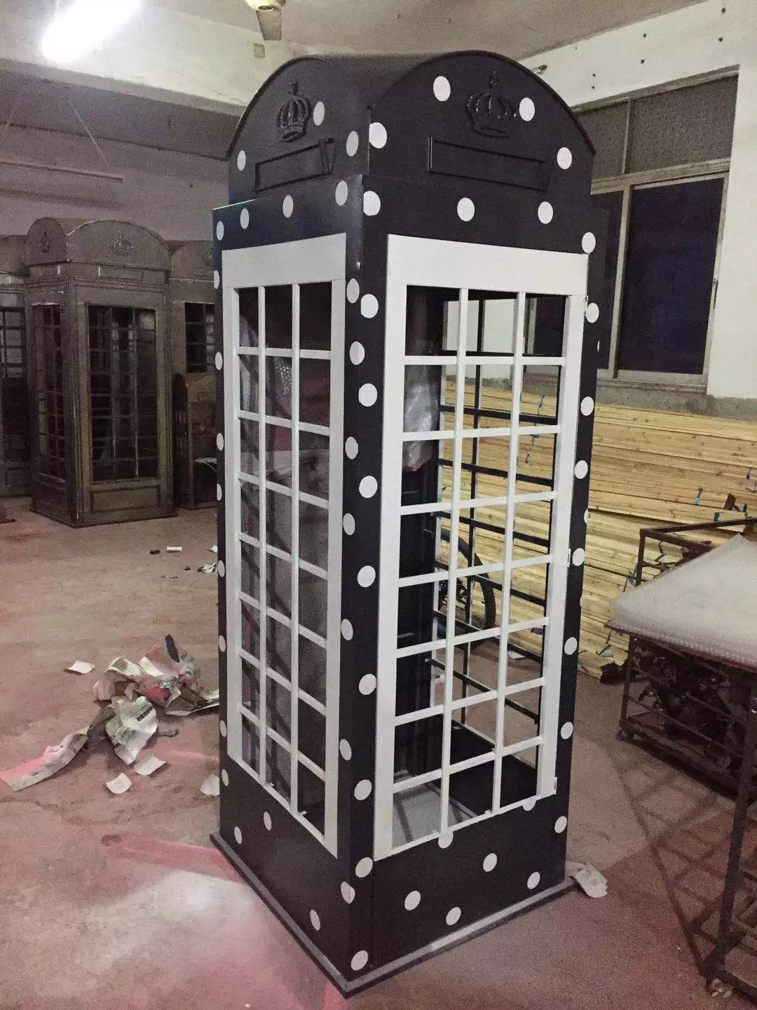 Powder Coating 240cm Plated Public Antique Phone Booths