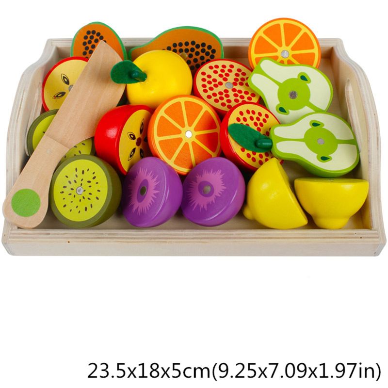 Education 9.25in Wooden Fruit And Veg Toys Magnetic Fruit Cutting