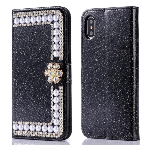 Luxury Diamonds Cover Leather Wallet Case With Card Slot Bling Phone Case For