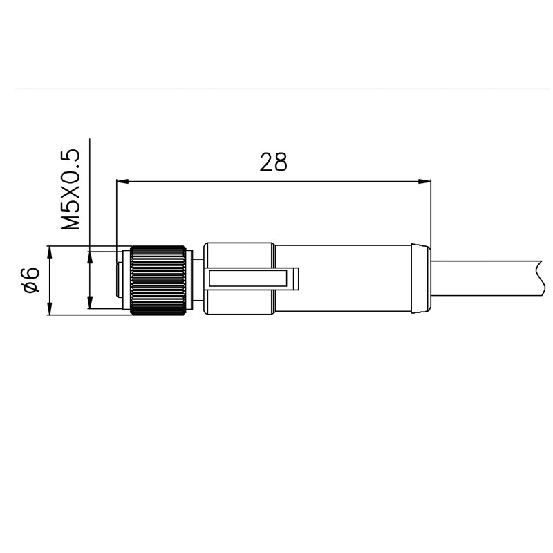TPU GF IP67 M5 3 Pin Connector Straight To Female Molded 0.5m PVC