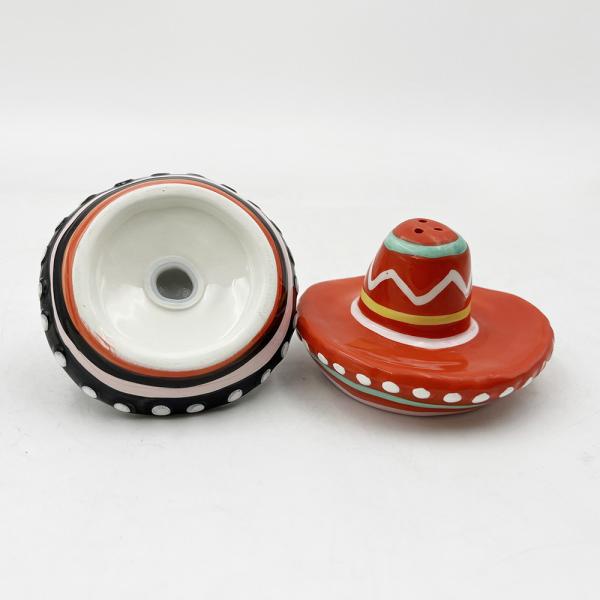 Hand Drawn Hat Shape Ceramic Salt And Pepper Shaker For House Decoration Gift
